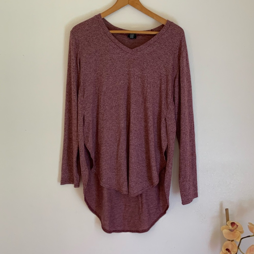 Rue 21 Long Sleeve V Neck Top,with Hi-Low Waist